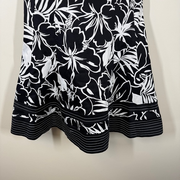 Vintage Nine West Y2K Floral Black White Floral Print Mini Dress Size 6 - Picture 4 of 14